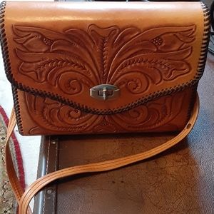 Women's Hand Carved  Bag Embossed Flowers